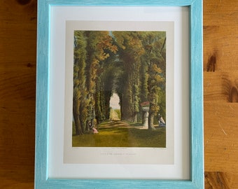 Gardens at Teddesley Framed Antique Lithograph Print