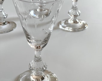 Vintage Etched Crystal Wine Glasses