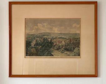 Antique Hamilton Ontario Coloured Engraving