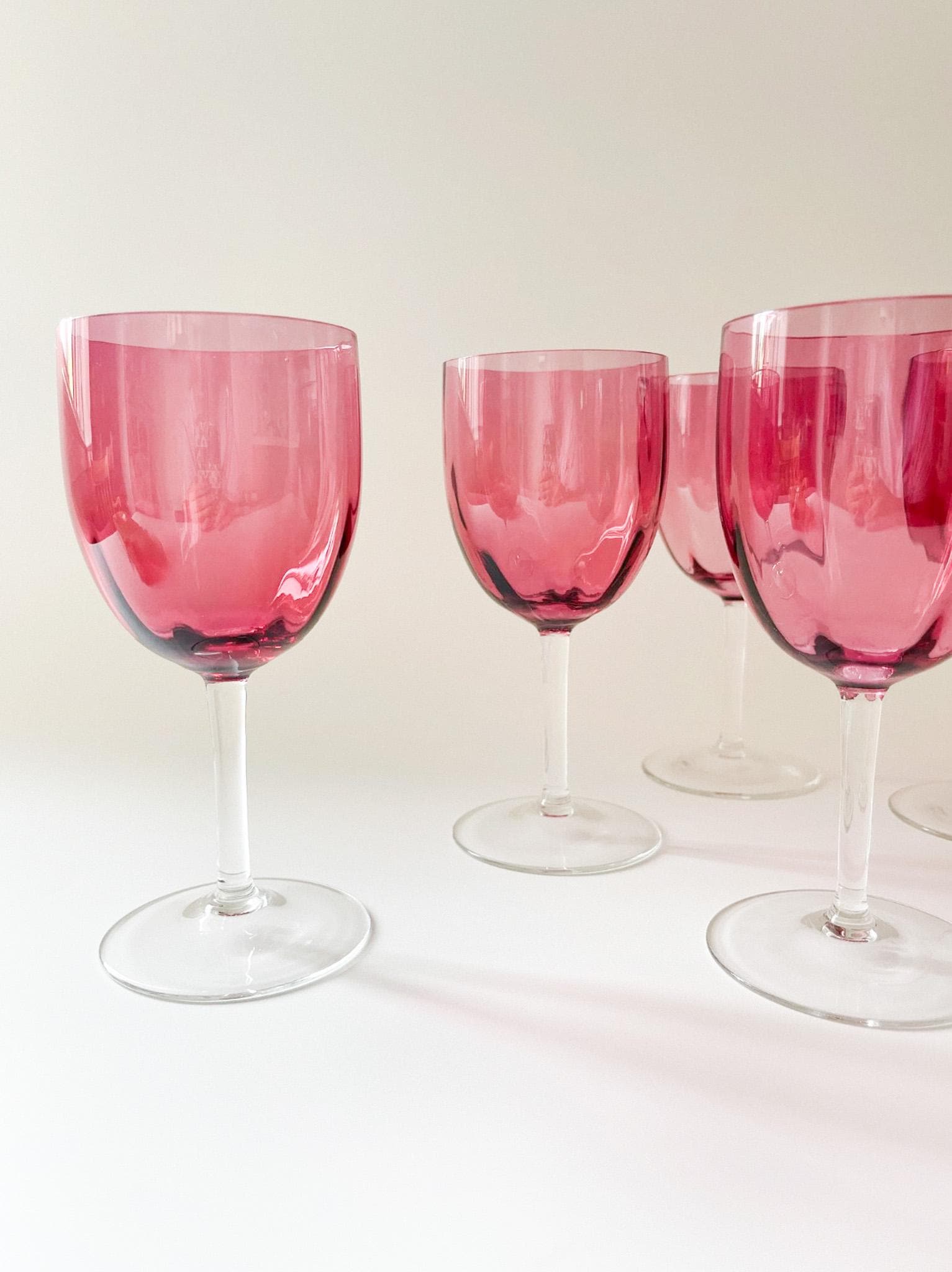 Vintage Cranberry Crystal Geriffelte Weingläser