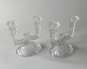 Vintage Glass Double Candle Holders