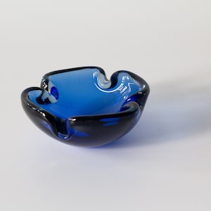 Vintage Murano Sommerso Cobalt Ashtray image 1