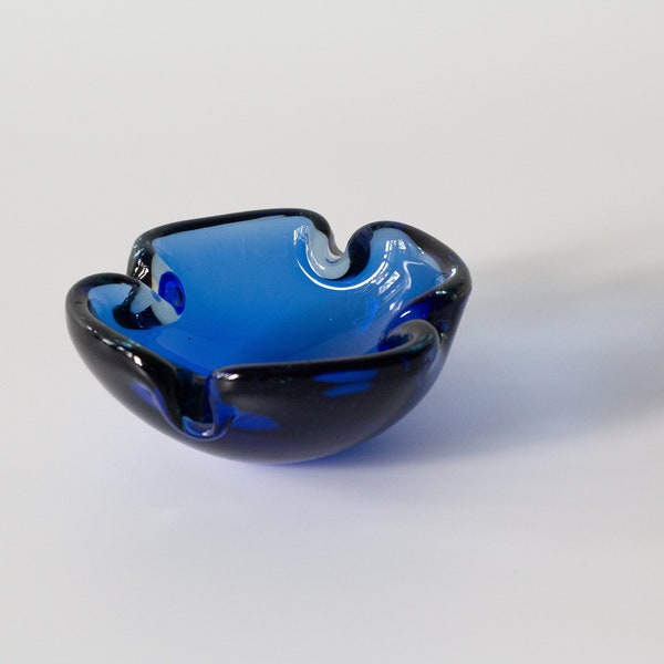 Vintage Murano Sommerso Cobalt Ashtray