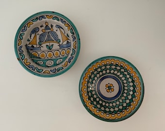 Pair of Antique Moroccan Small Pottery Bowls