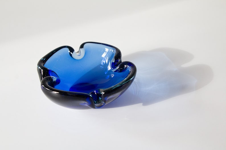 Vintage Murano Sommerso Cobalt Ashtray image 2