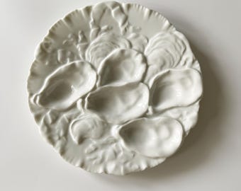 Piatto per ostriche antico in porcellana francese Haviland & Co. Limoges