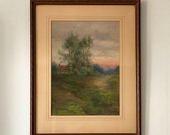 Waterverfschilderij van het landhuis