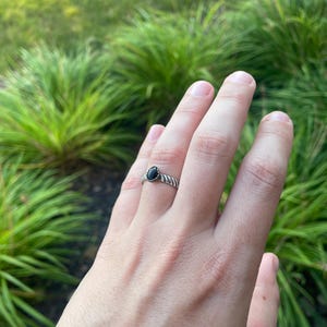 Sterling - Black Onyx Patterned Stacker Ring