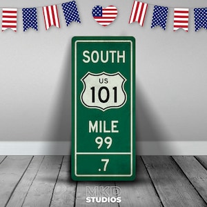 米国ハイウェイ 101 - マイル マーカー - カスタマイズ可能 - 米国の道路標識、道路標識、記念品
