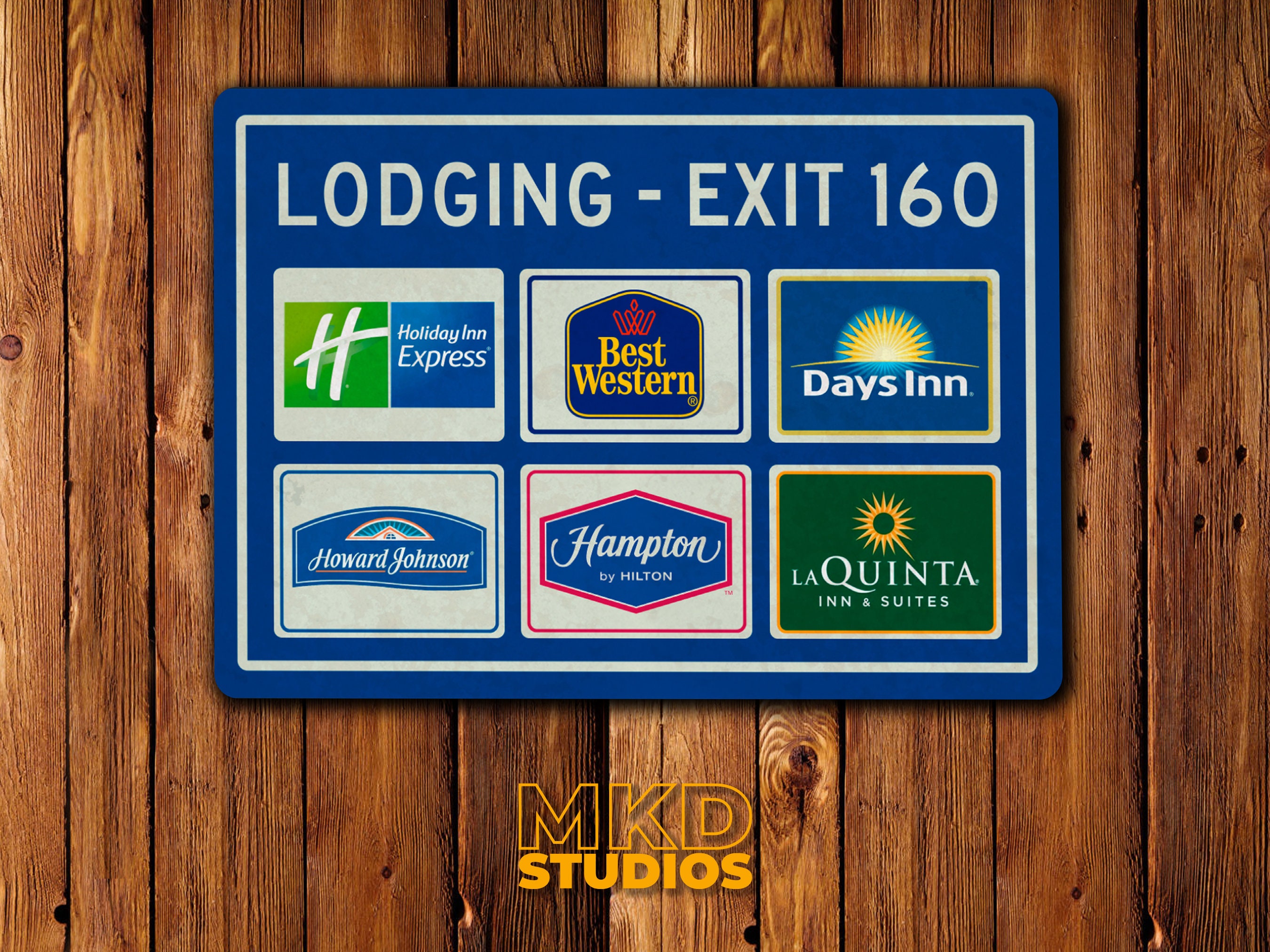 Highway Lodging Sign, Holiday Inn, Hampton, Hilton, Best Western