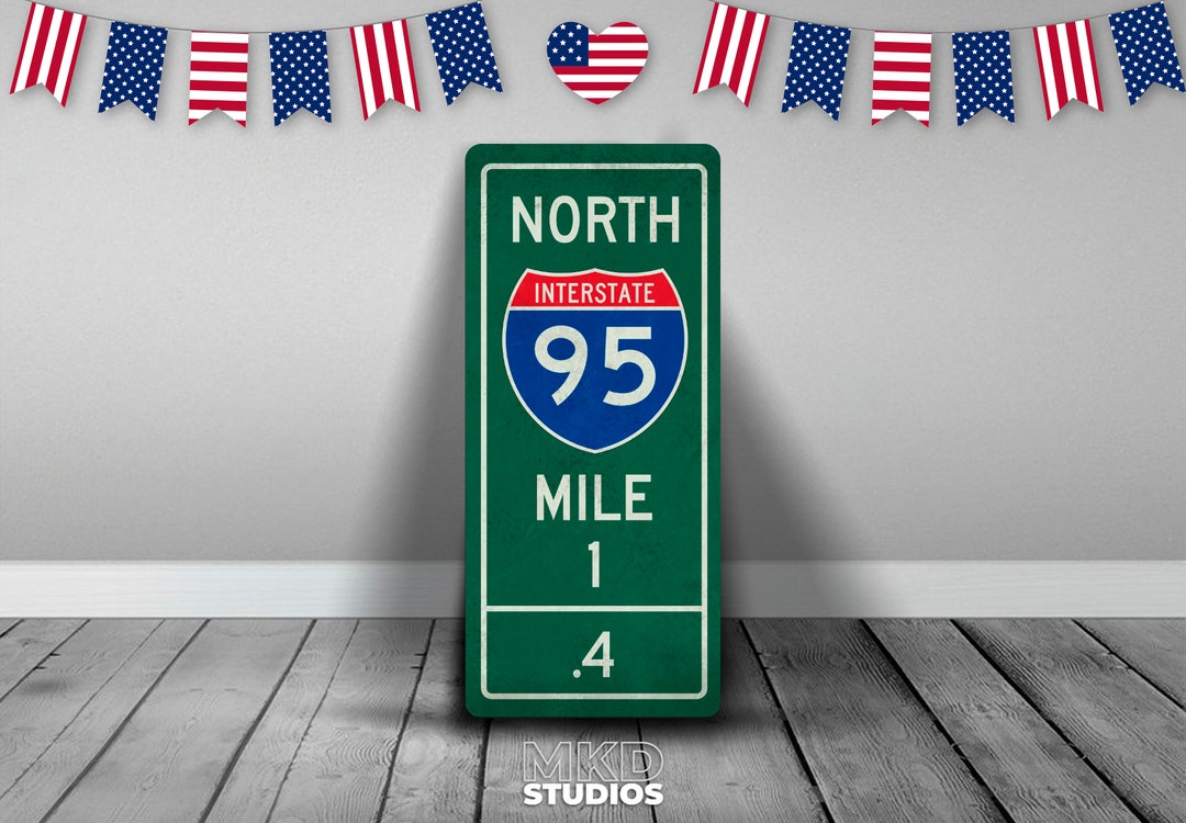 Interstate 95 Mile Marker - I95 - Customisable - US Road Sign, Street