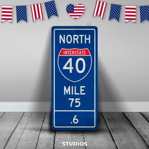 州間高速道路 40 マイル標識 - I40 - カスタマイズ可能 - 米国の道路標識、道路標識、記念品