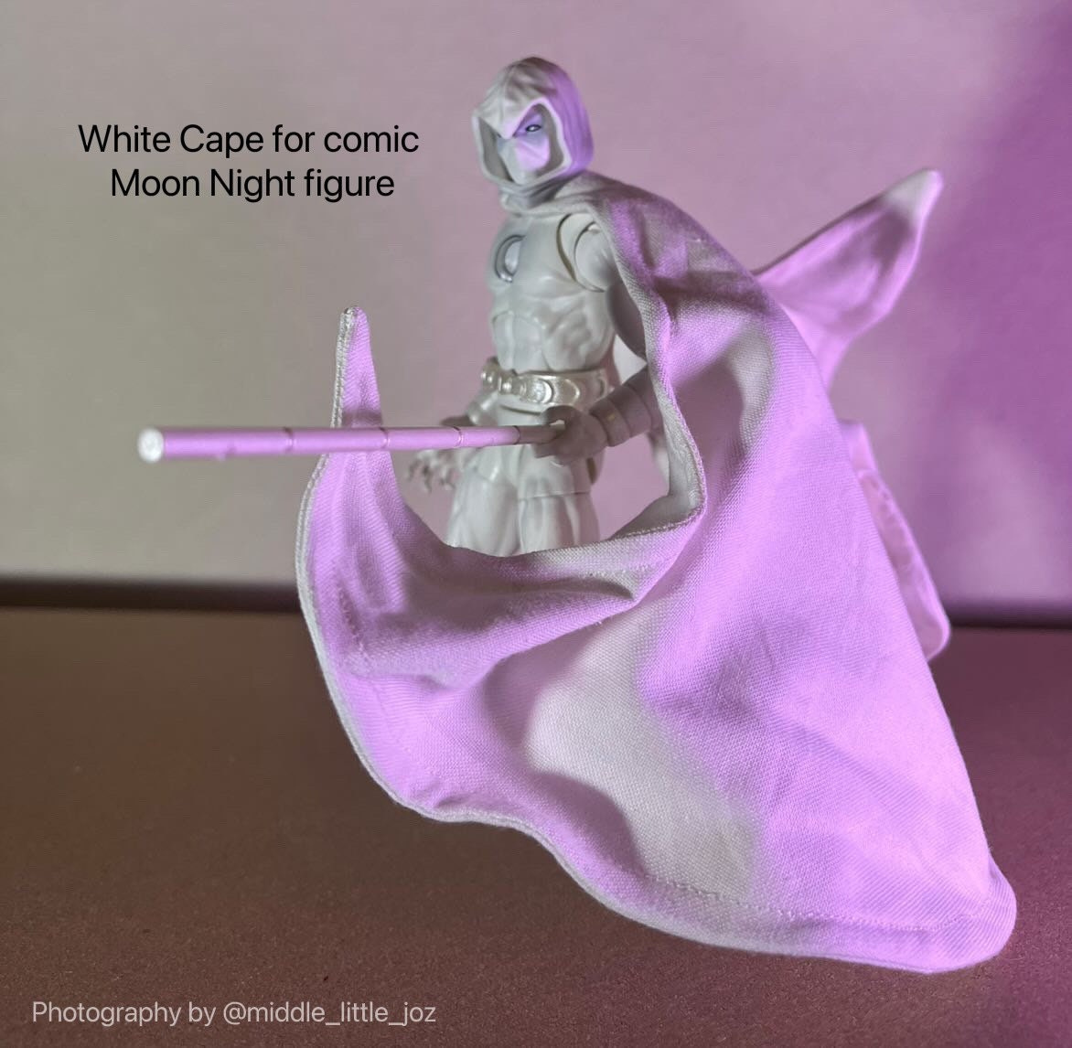 1/12 Scale White Collar Cape For Marvel Legends Moon Knight Figure – Wired, Cloth, 6 Inch