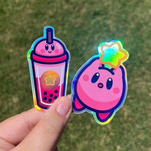 Holographic Kirby Boba Stickers
