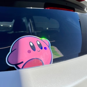 Holographic Pink Peeker Sticker Kirby