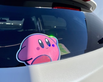 Holographic Pink Peeker Sticker Kirby