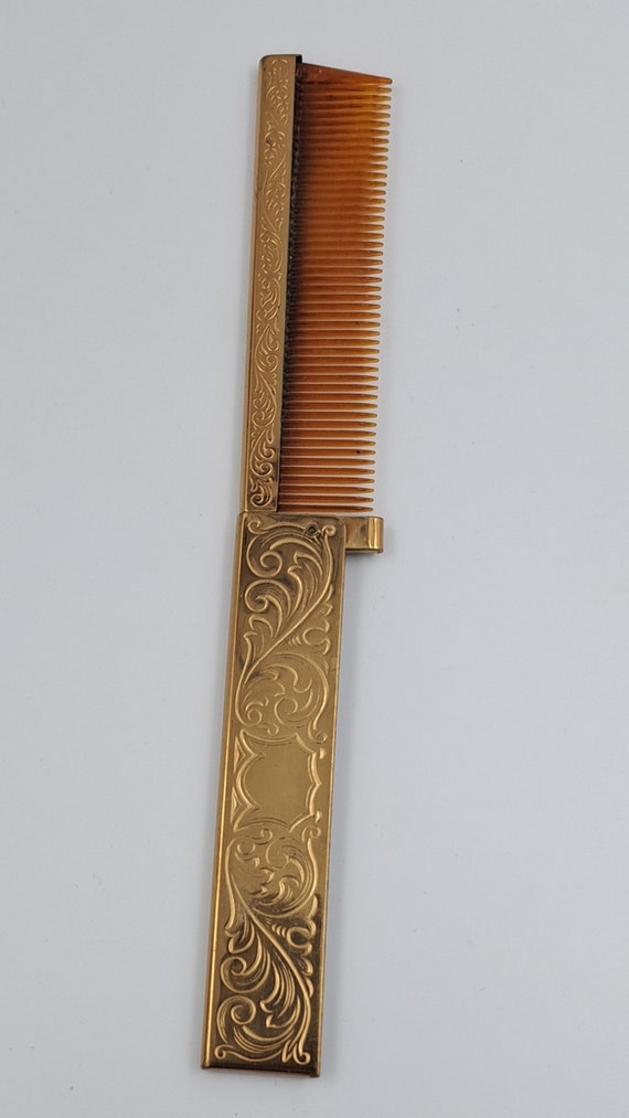 Vintage Zell Fifth Avenue Comb in Gold Tone Case