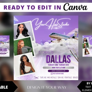 Editable Traveling Hair Stylist Social Media Post, Traveling Makeup Artist Flyer, Appointment Available Flyer, Hair Business Flyer, Branding