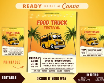 Editable Flyer Template, Food Truck Flyer, Food Sale Flyer, Food Truck Menu, Food Truck Supplies, Restaurant Branding, Food Truck Event