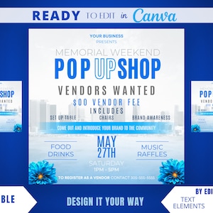 Editable Flyer Template, Pop Up Shop, Spring Pop Up Shop, Summer Pop Up Shop, Vendors Wanted Flyer, Event Flyer Template, Summer Event