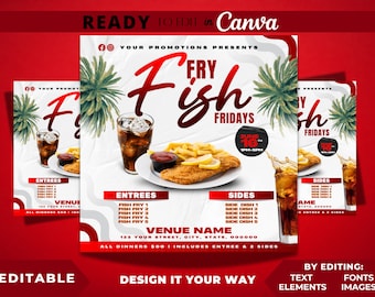 Editable Fish Fry Flyer Template: Community Event, Restaurant, Cookout (Digital Download)