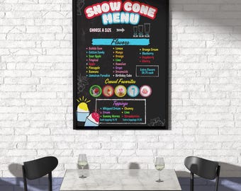 Editable Menu Template, 24x36in Printable Shaved Ice Menu, Snow Cone Menu, Ice Cream Menu, Shaved Ice, Italian Ice, Summer Menu, Menu Board