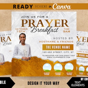 Editable Flyer Template, Women&#39;s Event, Prayer Breakfast, Prayer Brunch, Prayer Circle, Guest Speakers, Church Flyer, Women&#39;s Ministry