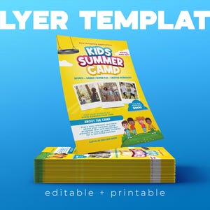 Editable Flyer Template, 8.5 x 11 in Summer Camp Flyer, Summer Camp Program, Youth Program Community Event, Kids Church Flyer, Day Care