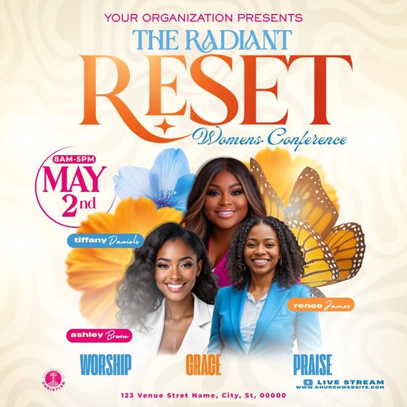 Editable Flyer Template, Luxurious Spring Event Template, Women's Conference, Spring Event Flyer, Church, Networking, Luxury Canva Flyer