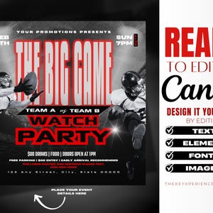 Editable Flyer Template, Game Night, Sunday Football, Football, Bar and Lounge Flyer, The Big Game, College Football, Watch Party