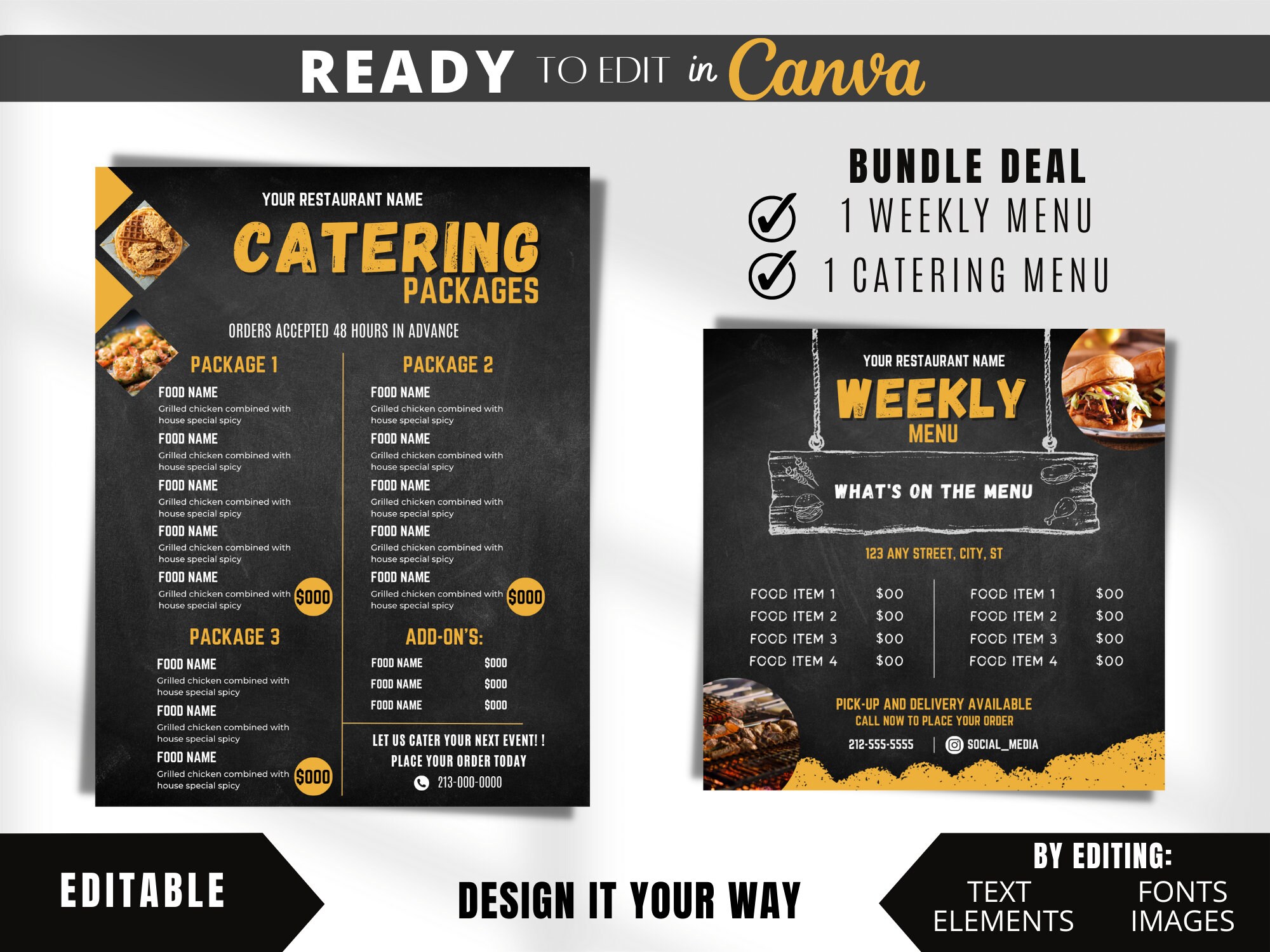 Bundle Deal Catering Menu and Weekly Menu Catering Packages Etsy