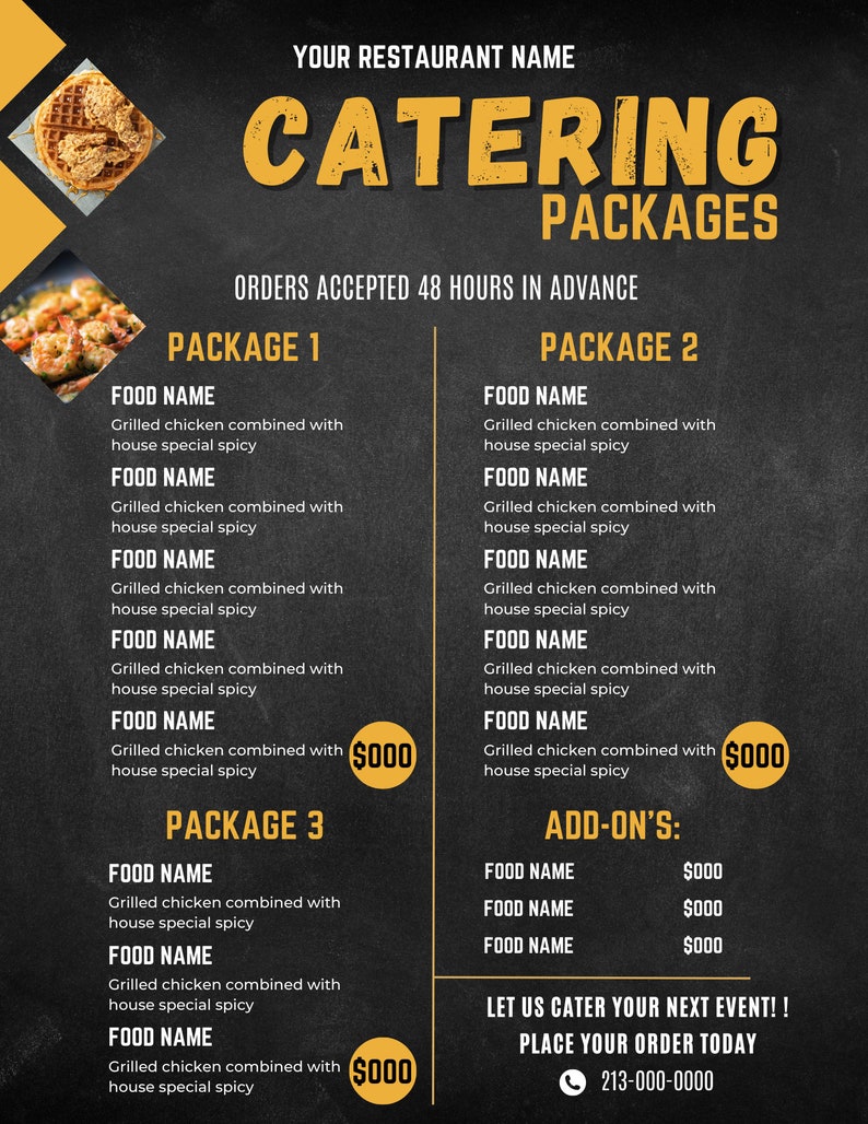 catering order bundle, catering template, editable... Editable Menu Template, Catering Packages Menu, Restaurant Menu ...
