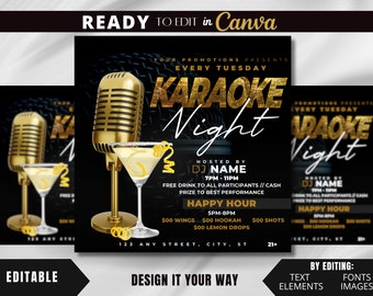 Editable Flyer Template, Animated, Karaoke Night, Motion Flyer, Club, R&B, Nightclub Party Template, Bar and Grill, Lounge, Hookah Lounge