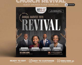 Editable Flyer Template, Church Revival, Church Flyer, Church Retreat, Guest Speaker, Fall Church Flyer, Church Conference,