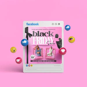 Editable Flyer Template, Black Friday Sale, Black Friday Promo, Beauty Flyer, Sale, Clothing Sale, Black Friday, Pink Friday Pop Up Shop