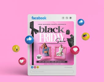 Editable Flyer Template, Black Friday Sale, Black Friday Promo, Beauty Flyer, Sale, Clothing Sale, Black Friday, Pink Friday Pop Up Shop