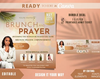 Bundle Deal Prayer Brunch Flyer and Ticket, Prayer Brunch Flyer, Women's Empowerment, Prayer Breakfast, Admit One Ticket, Tickets for Event