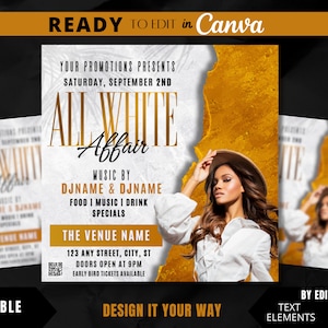 Editable Flyer Template, All White Birthday Flyer, Birthday Brunch Flyer, Party Flyer, Club Flyer, All White Party, Club Event, Lounge