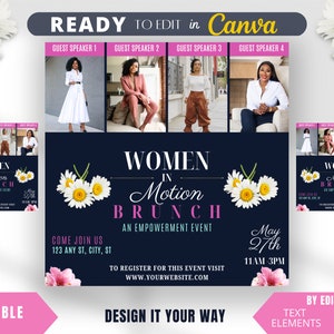Editable Brunch Flyer, Business Empowerment Flyer, Motivational Speaker, Networking Event, Guest Speaker, Spring Event, Summer,