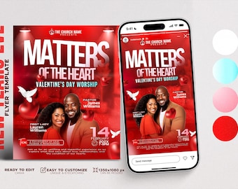 Editable Flyer Template, Valentine's Day Church Flyer, Singles, Couples, Canva Flyer Template