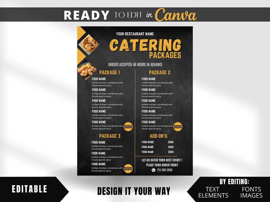 Pageant Menu Package Editable Menu Template, Catering Packages Menu, Restaurant Menu ...