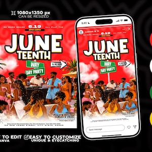 Redigerbar flygbladsmall, Juneteenth-flyer, grillfest, sommarfest, Canva