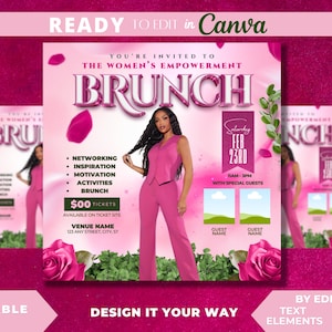 Editable Flyer Template, Luxury Brunch Flyer, Women's Empowerment Event, Networking Event, International Women's Day, Brunch Event, Speaker