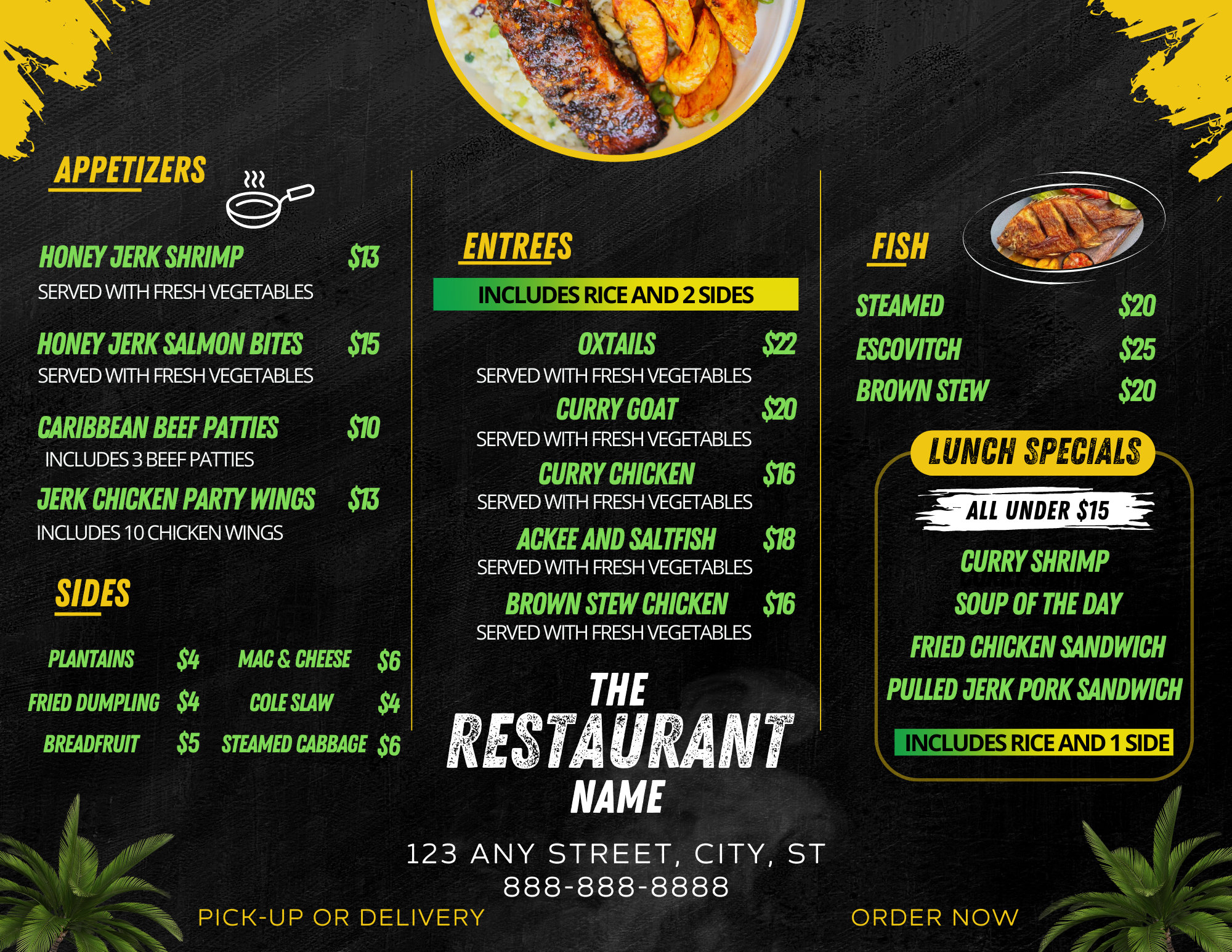 Editable Menu Template Caribbean Restaurant Emenu Printable Etsy