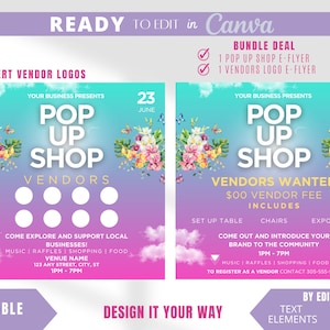 Bundle Deal Flyer Templates, Sunny Day Pop Up Shop Flyer, Summer Event, Shopping Event, Pop Up Shop, Sip and Shop, Tropical Pop Up Shop