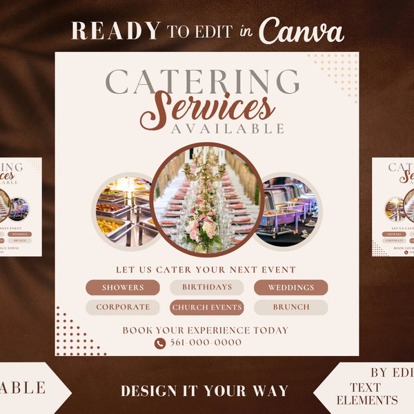 Editable Flyer Template, Catering Services, Catering Supplies, Restaurant Branding, Catering Menu, Restaurant, Flyers for Cater Business
