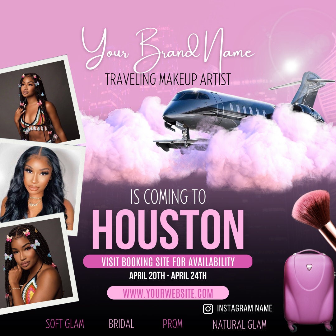 Editable Traveling Makeup Artist Social Media Post Traveling Etsy