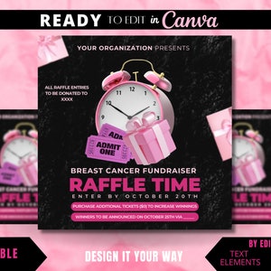 Cancer Raffle Posters Editable Flyer Template, Breast Cancer Awareness, Breast Cancer Event ...