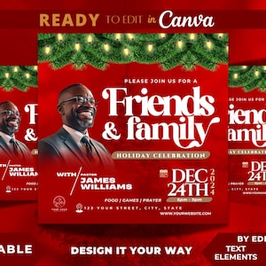 Editable Flyer Template, Luxury Church Flyer, Friends and Family, Christmas Church Flyer, Christmas Eve Church Event, Guest Speakers