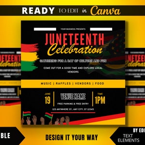 Editable Flyer Template, Juneteenth Flyer Template, Juneteenth Celebration, Community Event, Summer Event, Juneteenth Block Party,